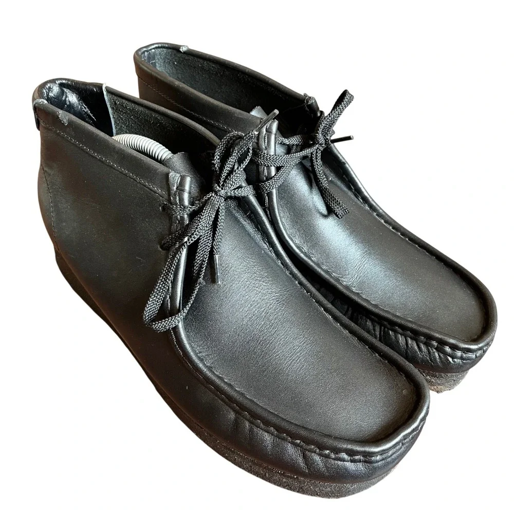 Clarks Wallabee Boot Mens Black Leather Crepe Sole 35401 Size 11M